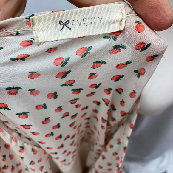 Everly Womens Small 3/4 Sleeve Dress Peach Print Cute Kidcore‎ Boutique - Picture 2 of 14